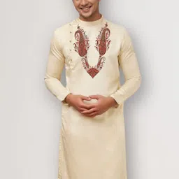 DEVOILER Men Ethnic Motifs Printed White Romance Kurta-image-80