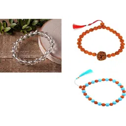 Divine souvenirs Unisex Set Of 3 Rudraksha Beaded Elasticated Bracelets-6