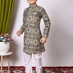 NFC CREATION Boys Embroidered Regular Sequinned Kurta with Pyjamas image 2