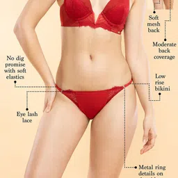 Enamor Low Rise Bikini with Elegant Eyelash Lace and String Detailing For Chic Style P141 image 2