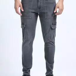 MYLANA Men Smart Slim Fit Cargos Trousers-image-43