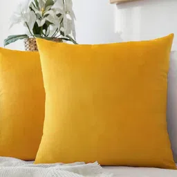 AAZEEM Gold-Toned 2 Pieces Velvet Square Cotton Cushion Covers-image-80