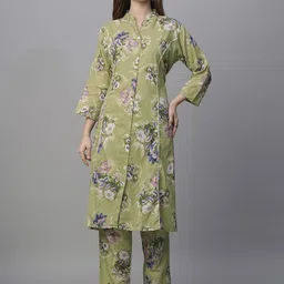 Kiana House Of Fashion Floral Printed Regular Pure Cotton Straight Kurta with Trousers-picture-39