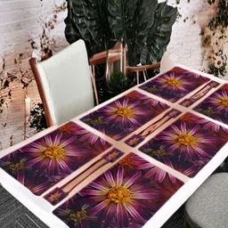 REVEXO 6Pc Yellow & Pink Printed Rectangle Costers & Table Placemats-31