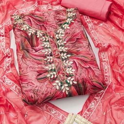 SHADOW & SAINING Embellished Organza Semi-Stitched Dress Material-image-52