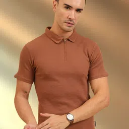 UNIQSOME Men Self Design Polo Collar Soft Cotton T-shirt-picture-11