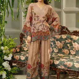 Sangria Women Beige Floral Printed Co-Ord Set-picture-20