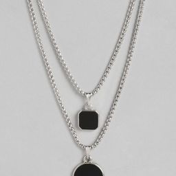 PARIS HAMILTON Unisex Set Of 2 Silver-Plated Oxidised Necklace-image-82