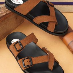 G L Trend Tan Leather Sandals-image-93