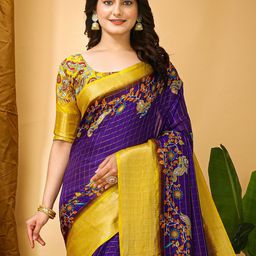 KALINI Kalamkari Zari Block Print Saree-15