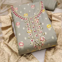 ASISA Woven Design Stones & Bead Organza Unstitched Dress Material-picture-34