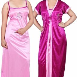 Pack of 2 Women Nighty with Robe-image-48