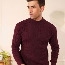 KVETOO Men Cable Knit Ribbed Pullover-image-26