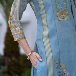 SHREE LAXMINARAYAN EXPORT Floral Printed Sequinned Kurta With Trousers & Dupatta image 5