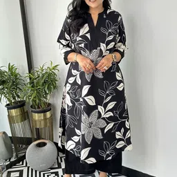 Lookmark Floral Printed V-Neck Straight Kurta With Palazzos-54