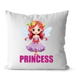 Loops n knots White & Pink Princess Character Printed Pre-Filled Cushion-picture-47