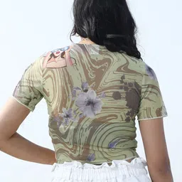 Athena Unapologetic Print Sheen Sheer Net Crop Top image 2