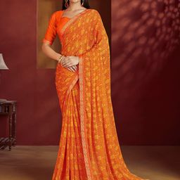 Anouk Rustic Ethnic Motifs Printed Zari Pure Chiffon Saree-22
