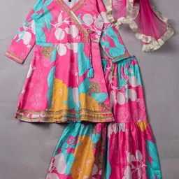 NIVUDI Girls Embroidered Viscose Rayon Kurta Sets-picture-57