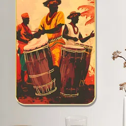 SAF Brown & Orange Printed Wooden Wall Art-16