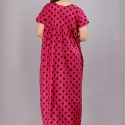 AAKARSHANA CREATION Pink Pure Cotton Maxi Printed Nightdress-image-93