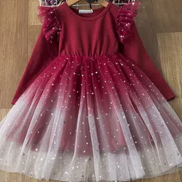 YK Girls Embellished Net Fit & Flare Dress-24