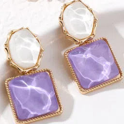 Celestique Korean Geometric Shaped Enamelled Drop Earrings-image-2