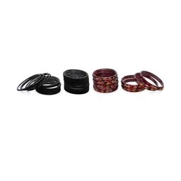 Somil Classic Combo Glass Bangles | Simple Chudi Set For Women & Girls | Daily Use & Special Occasions, Combo Of 2 Set, Black, Maroon-picture-23
