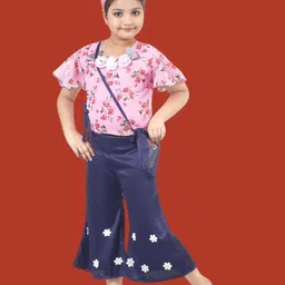 HSS TRENDS Kids-Unisex Pink Poly Georgette Clothing Set-image-50