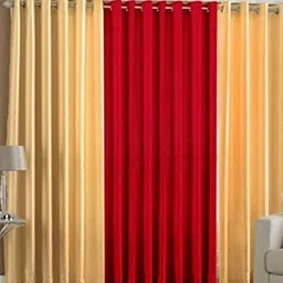 BELLA TRUE Red & Cream 3 Pieces Door Curtains-image-91