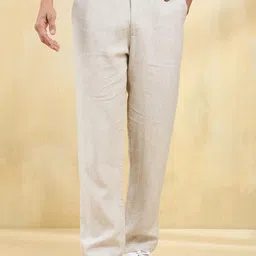 Fabindia Men Linen Straight Fit Trousers-picture-30