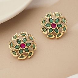 Fabindia Artificial Stones Studded Circular Shaped Studs-picture-39
