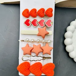 Radhya Accessories Women Hearty Embellished 7 hair clips combo card-image-96