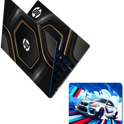 Flipkart SmartBuy Combo of Full Body Laptop Skin and Mouse Pad - HP Hexagon Black & Gold No Residue Removable Self Adhesive Vinyl Reusable Laptop Skin Compatible for 15.6 inch-picture-3
