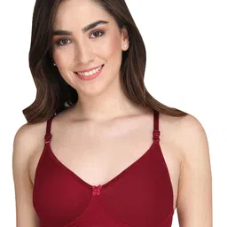 Women Cotton Maroon Padded Non-Wired Lingerie Bra Sport wear Gym Crop Tank Top-52