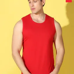 WOOSTRO Pack Of 2 Printed Combed Cotton Gym Vests VWS26(PLAIN RED)(BKLN RED)-image-86