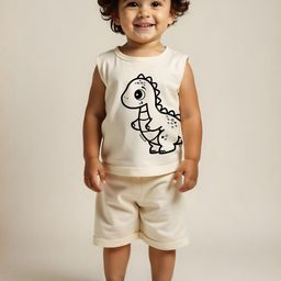 x2o Kids Pack Of 2 Animal Printed Sleeveless Pure Cotton T-shirt With Shorts-39