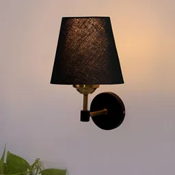 Devansh Black & Gold-Toned Metal Traditional Frustum Shaped Wall Lamp-0