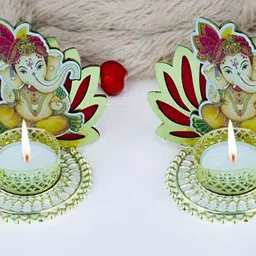 GADINFASHION Gold-Toned & Red 2 Pieces Tealight Candle Metal Holder-picture-38