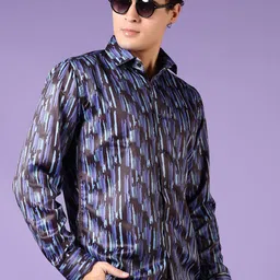 J White by Vmart Men Spread Collar Abstract Printed Satin Casual Shirt-image-71