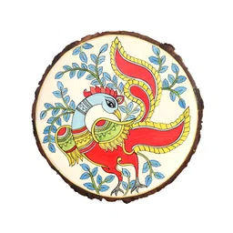AAKRITI ART CREATIONS White Mayuri Wooden Wall Art With Fine Madhubani Artwork-image-46