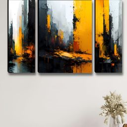 Myntra Elegant Homes Yellow & White 3 Pieces Abstract Printed Wall Art-image-67