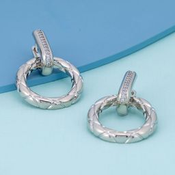 Kushal's Fashion Jewellery Rhodium-Plated Classic Zircon Studded Drop Earrings-picture-51