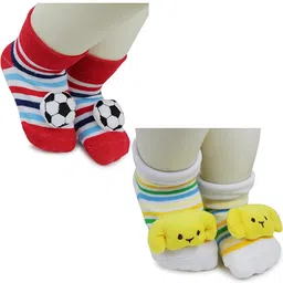 NESKA MODA Kids-Unisex Set Of 2 Ankle Length Cotton Socks-77