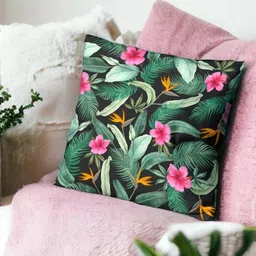 LUSHLYF Green & Black Floral Velvet Square Cushion Covers-image-21