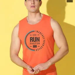 WOOSTRO Pack Of 2 Printed Combo Cotton Innerwear VestsVWS26(RUN ORANGE)(PLAIN OLIVE)-image-20