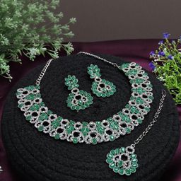 VATSALYA creation Alloy Gold- plated Green Jewellery Set-18