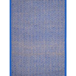 Saral Home Blue Geometric Textured Anti-Skid Carpet-86