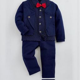 Hopscotch Boys Navy Blue Cotton Blend Printed Clothing Set-picture-28