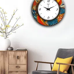OLIVE TREE White & Black Printed Round Shaped Contemporary Wall Clock-45